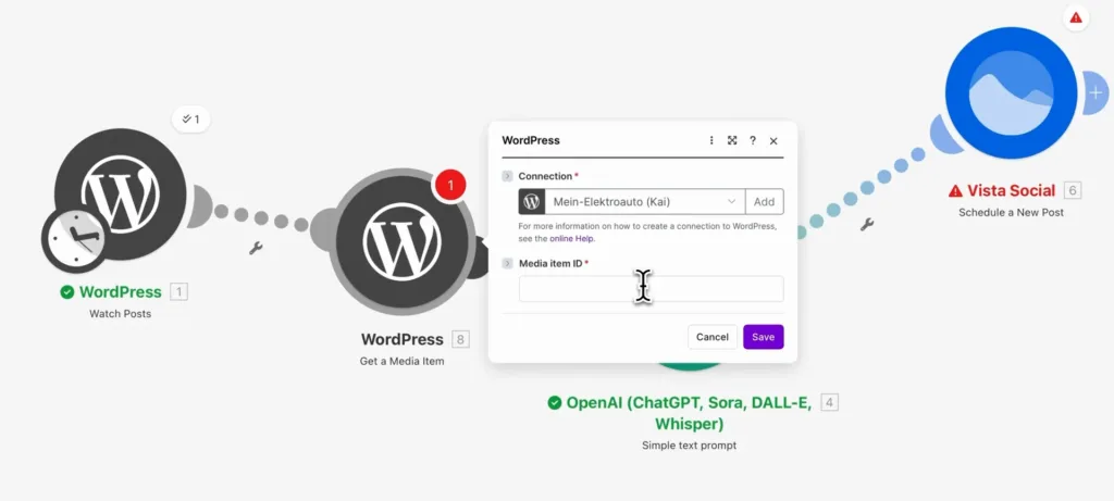 Zusätzliches WordPress-Modul Get a Media Item zwischen Watch Posts und Vista Social